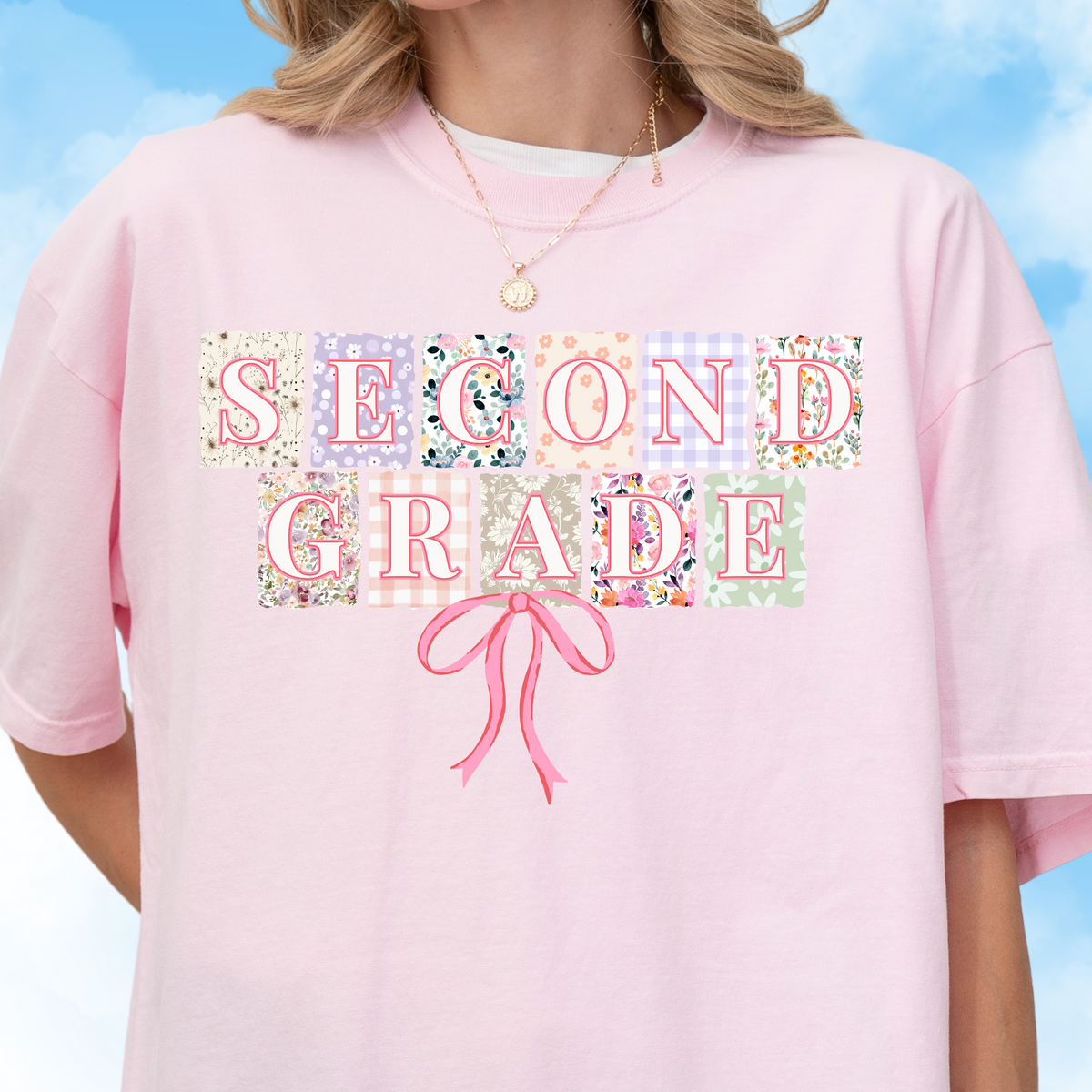 Floral Boho Second Grade Tee