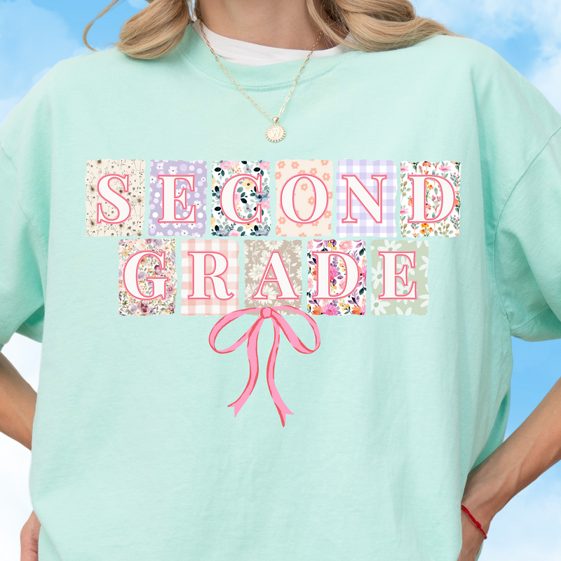 Floral Boho Second Grade Tee