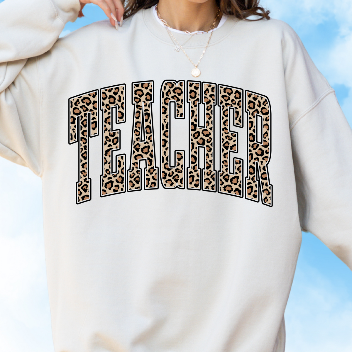 Teacher Leopard Crewneck Sweatshirt