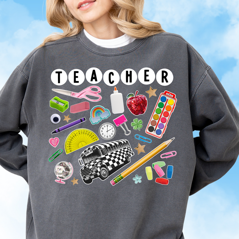 Teacher Collage Crewneck Sweatshirt