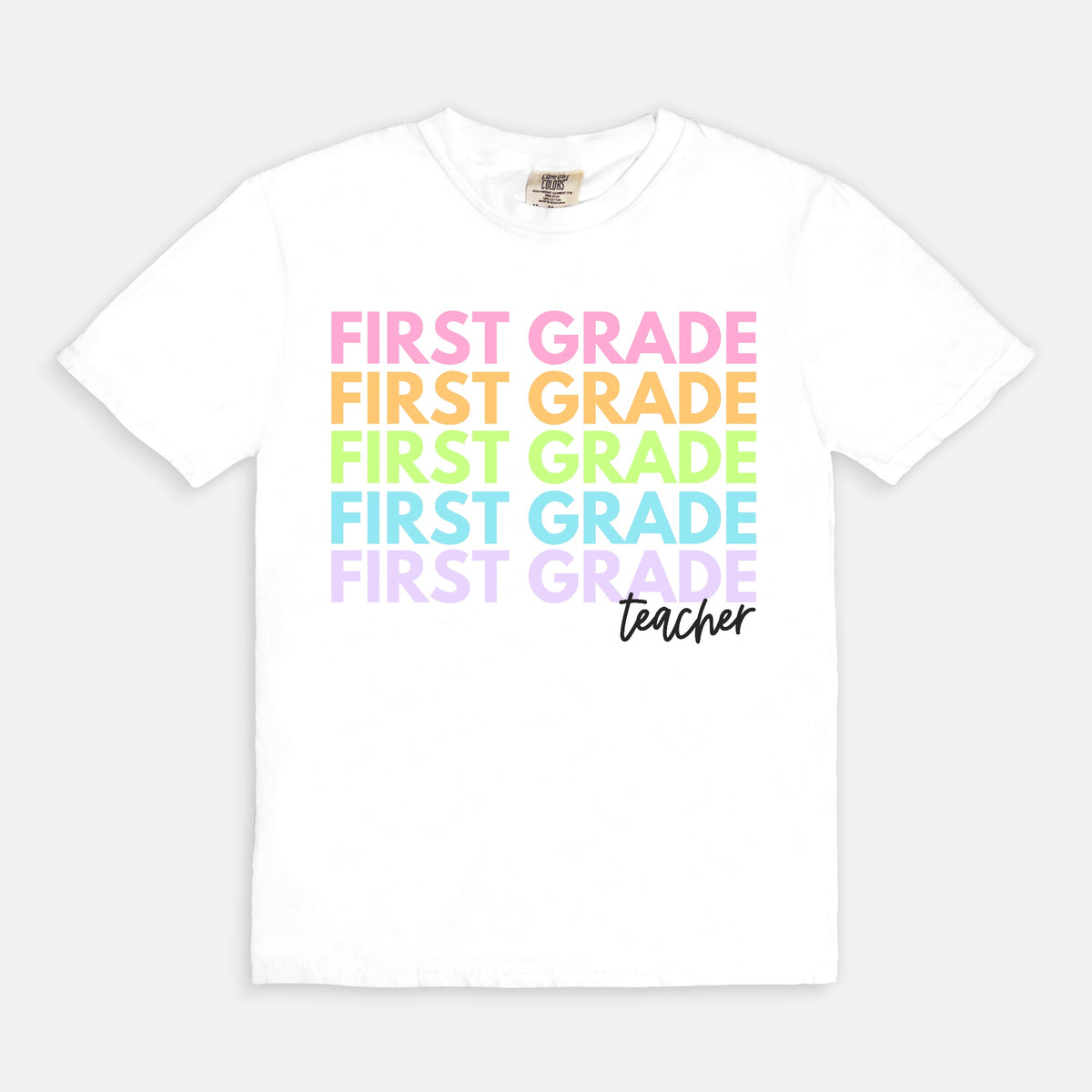 First Grade Rainbow Repeat Tee