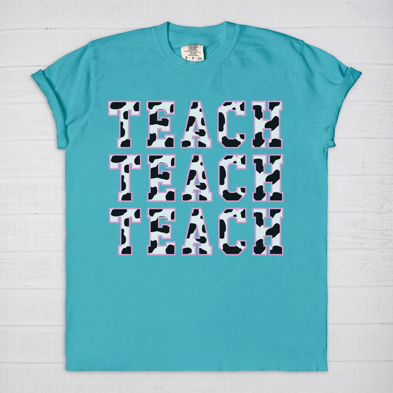 Teach on Repeat Cowprint Tee