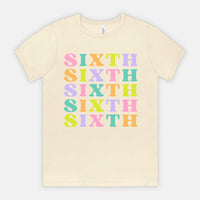 Sixth Grade Muted Rainbow Tee