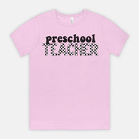 Checkered Preschool Teacher Tee