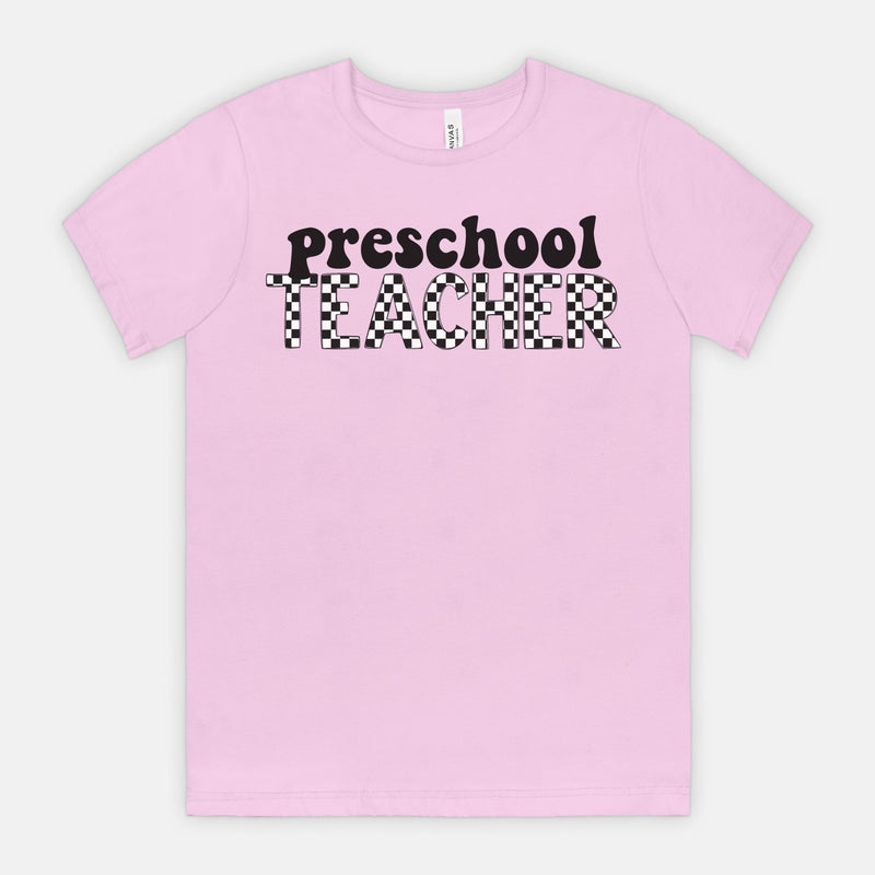 Checkered Preschool Teacher Tee