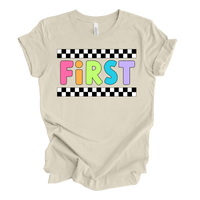 First Grade Retro Rainbow Tee