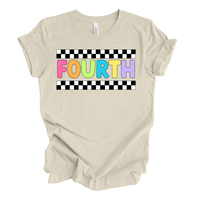 Fourth Grade Retro Rainbow Tee