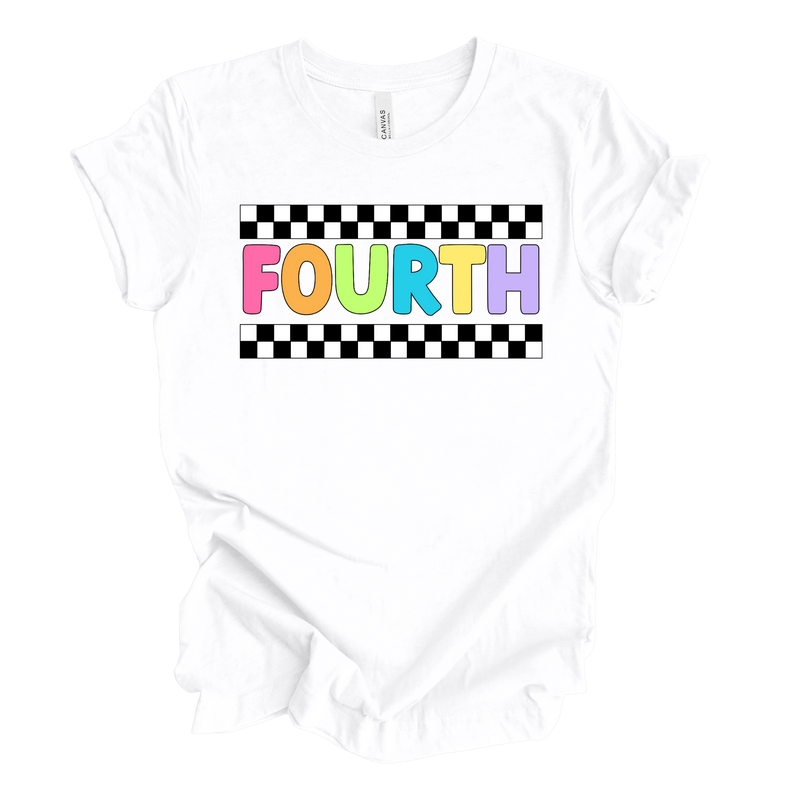 Fourth Grade Retro Rainbow Tee