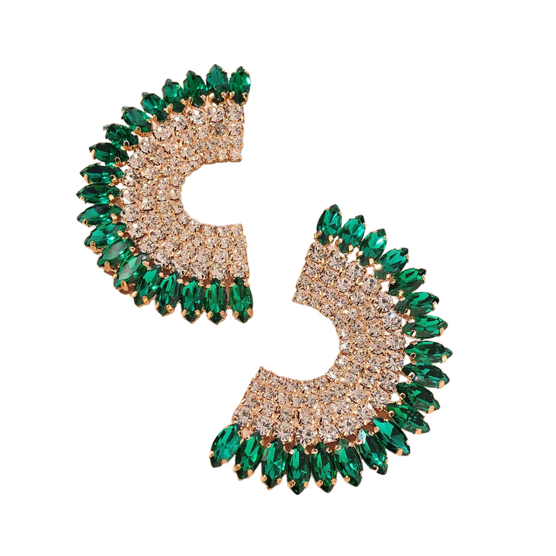 Emerald Fan Earring Set