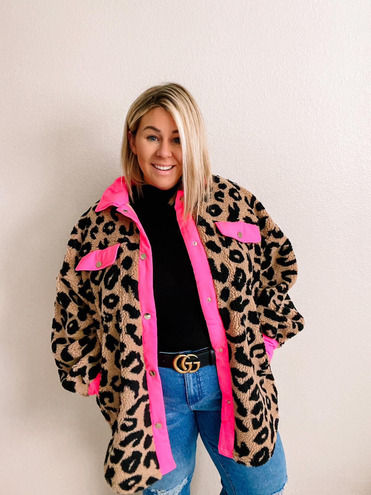 LEOPARD SHERPA JACKET