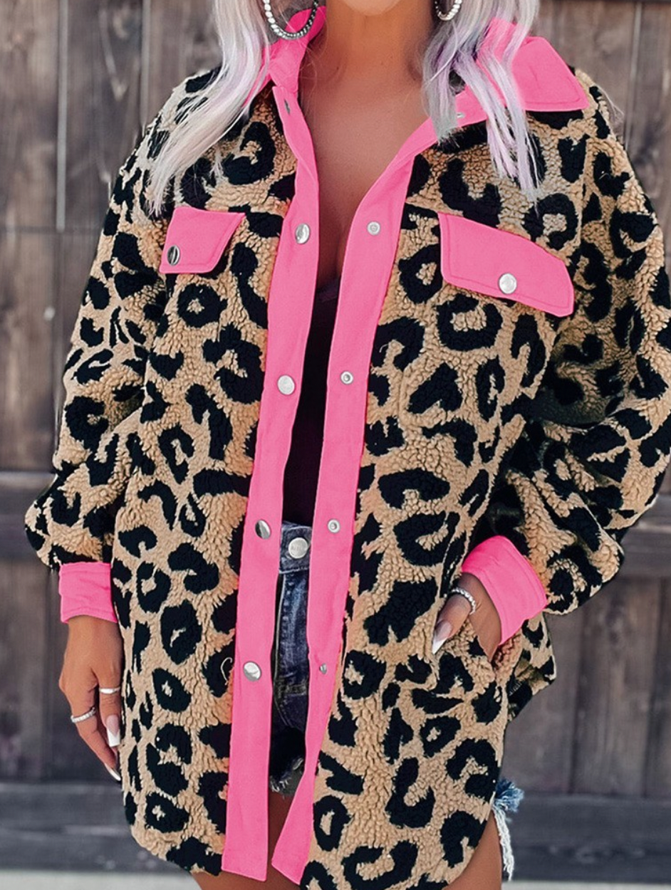 LEOPARD SHERPA JACKET